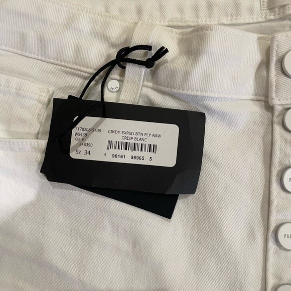 NWT PAIGE Women's 34 Cindy Exposed Buttonfly High Rise Straight Leg‎ White Plus - Picture 4 of 10